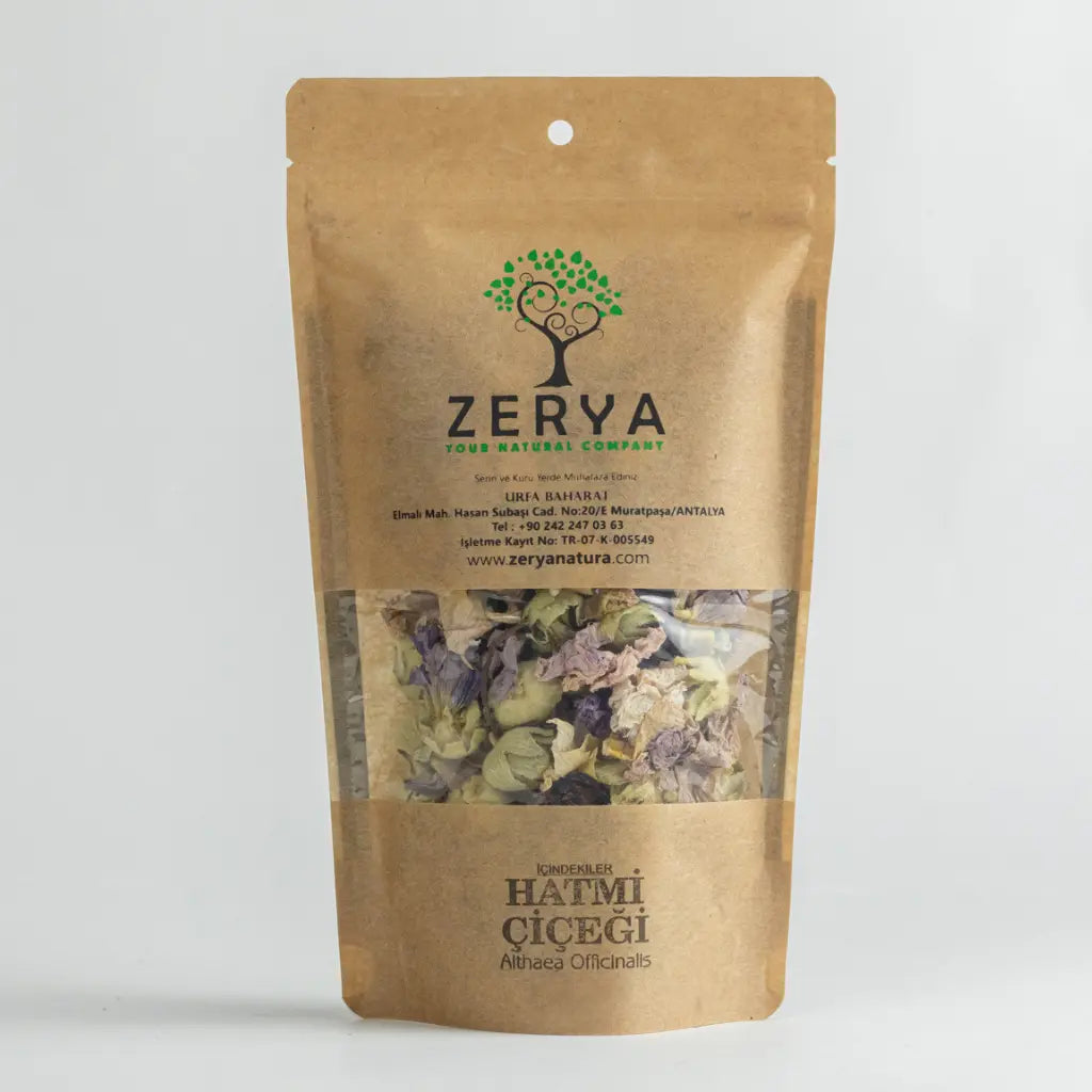 Zerya Hatmi Çiçeği – %100 Doğal & Rahatlatıcı Bitki Desteği | Boğaz, Öksürük ve Solunum İçin